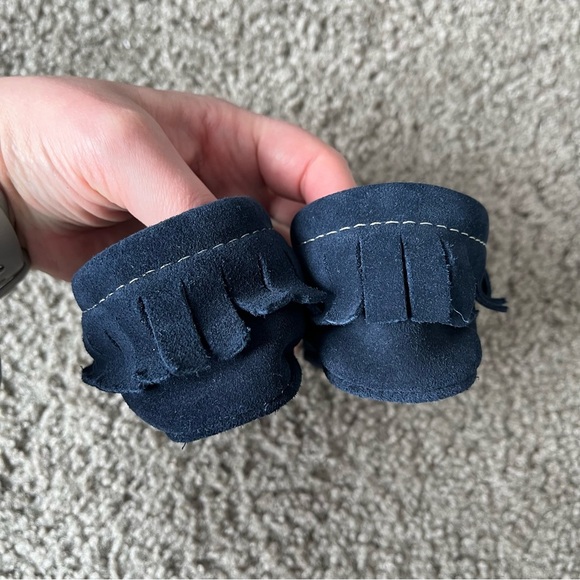 Freshly Picked Velvet Night Navy Blue Suede Leather Baby Moccasin Shoes Size 2 - Picture 5 of 8